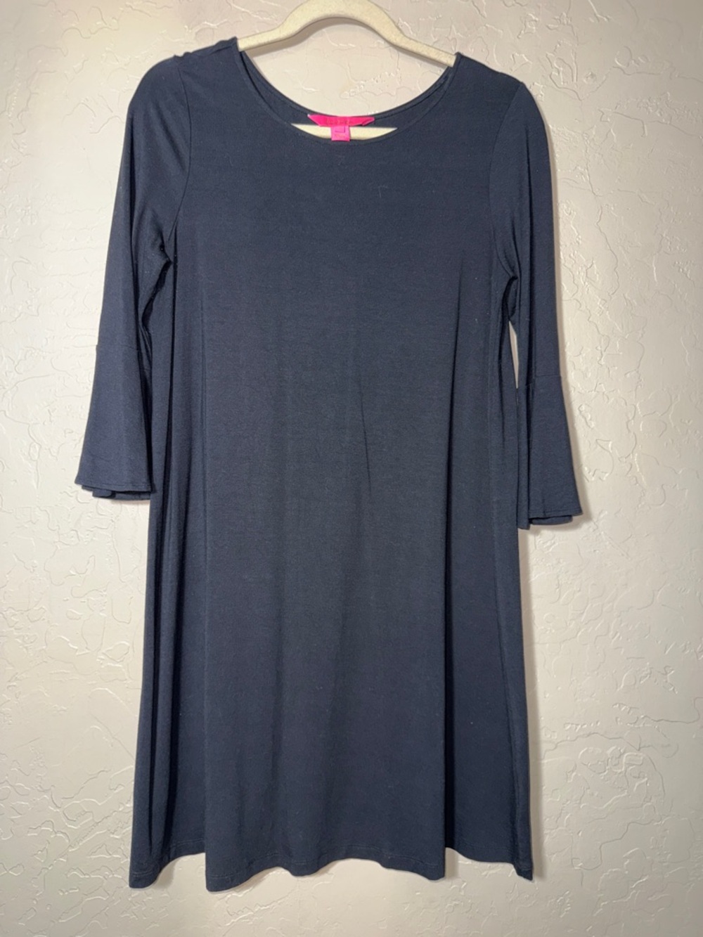 Lilly Pulitzer Ophelia swing dress black fabric flounce sleeves size medium
